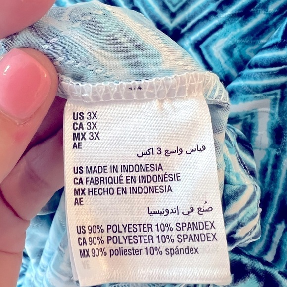 JM Collection multi colored blouse Tie Dye geometric print size 3X - Picture 6 of 9